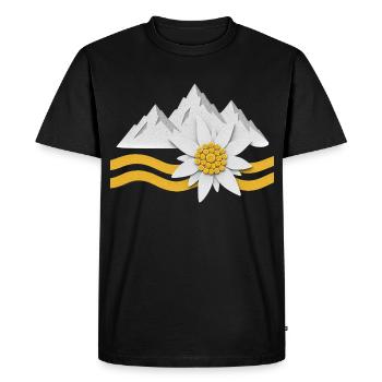 Alps Mountains with Edelweiss Flowers Nature Landscape - Men's Premium Organic T-Shirt - black - Front - Nico (187cm)