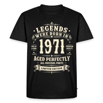 55th Birthday Gift 1971 Man Vintage Retro - Men's Premium Organic T-Shirt - black - Front - Nico (187cm)