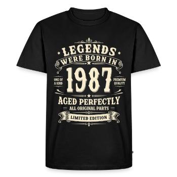 Cadeau du 39e anniversaire 1987 Homme Vintage Rétro - T-shirt Premium bio Homme - noir - Devant - Nico (187cm)