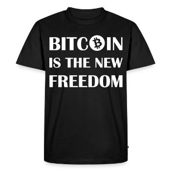 Le Bitcoin est la nouvelle liberté - T-shirt Premium bio Homme - noir - Devant - Nico (187cm)