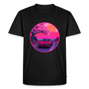 Retro 80s JDM FC Coupe Sakura Sunset Emblem - Men's Premium Organic T-Shirt - black - Front - Nico (187cm)