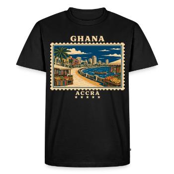 Ghana Accra Vintage Travel Brand - Men's Premium Organic T-Shirt - black - Front - Nico (187cm)