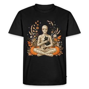 Halloween, Mummy, Black Cat - Men's Premium Organic T-Shirt - black - Front - Nico (187cm)