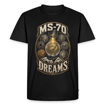 Collectionneur de pièces Numismatique Collection MS-70 Rêves - T-shirt Premium bio Homme - noir - Devant - Nico (187cm)