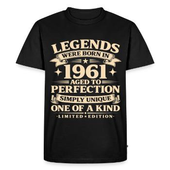 Born in 1961 Simply unique - Men's Premium Organic T-Shirt - black - Front - Nico (187cm)