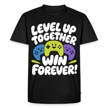 Level Up Together Win Forever - Men's Premium Organic T-Shirt - black - Front - Nico (187cm)