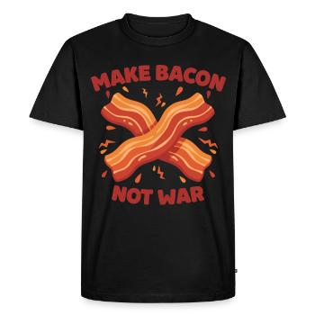Breakfast Funny Make Bacon Not War Brunch Food - Men's Premium Organic T-Shirt - black - Front - Nico (187cm)