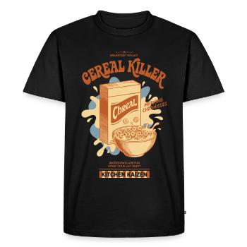 Breakfast Funny Brunch Coffee Food Bacon Pancake - Men's Premium Organic T-Shirt - black - Front - Nico (187cm)