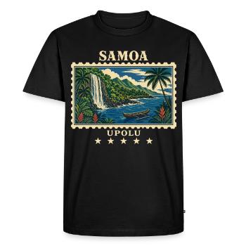 Samoa Upolu Vintage Travel Brand - Men's Premium Organic T-Shirt - black - Front - Nico (187cm)