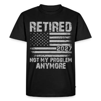 Retraité en 2027, ce n’est plus mon problème - T-shirt Premium bio Homme - noir - Devant - Nico (187cm)
