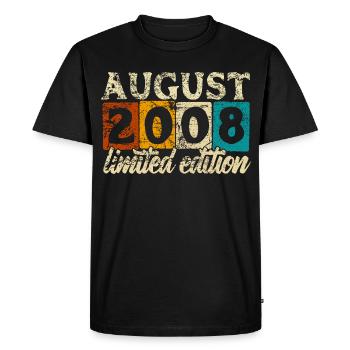 Édition limitée cadeau d’anniversaire d’août 2008 - T-shirt Premium bio Homme - noir - Devant - Nico (187cm)