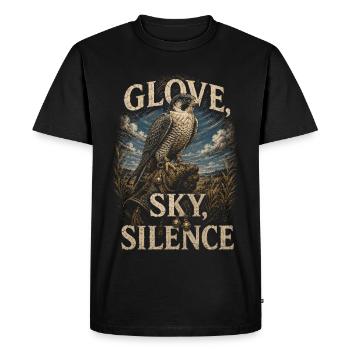 Fauconnerie Gant Fauconnier Silence Ciel - T-shirt Premium bio Homme - noir - Devant - Nico (187cm)