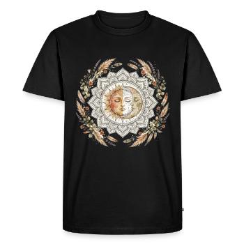 Sun Moon Mandala Boh Yoga Spiritual - T-shirt Premium bio Homme - noir - Devant - Nico (187cm)
