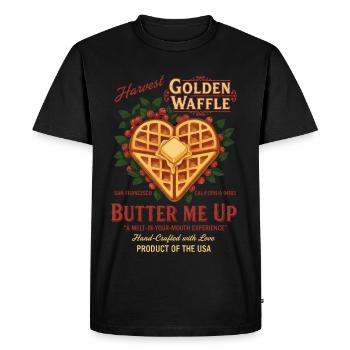 Petit-déjeuner brunch drôle Café Beurre de cacahuète - T-shirt Premium bio Homme - noir - Devant - Nico (187cm)