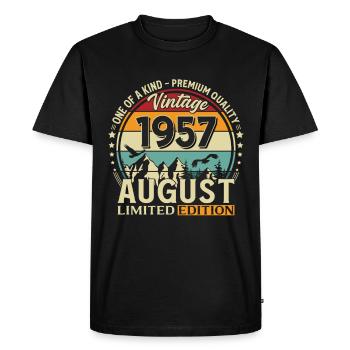 69e anniversaire cadeau Mari Original 1957 août - T-shirt Premium bio Homme - noir - Devant - Nico (187cm)