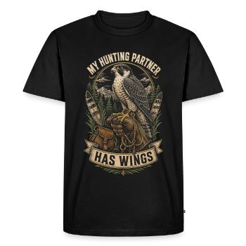 Falknerei Falkner, mon partenaire de chasse, a des ailes - T-shirt Premium bio Homme - noir - Devant - Nico (187cm)