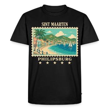 Marque de voyage vintage Sint Maarten Philipsburg - T-shirt Premium bio Homme - noir - Devant - Nico (187cm)