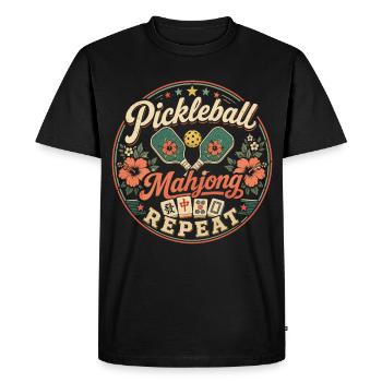 Pickleball Mahjong Passion Joueur Vintage - T-shirt Premium bio Homme - noir - Devant - Nico (187cm)