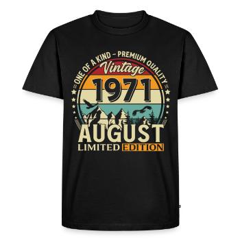 Cadeau du 55e anniversaire Mari Original 1971 août - T-shirt Premium bio Homme - noir - Devant - Nico (187cm)