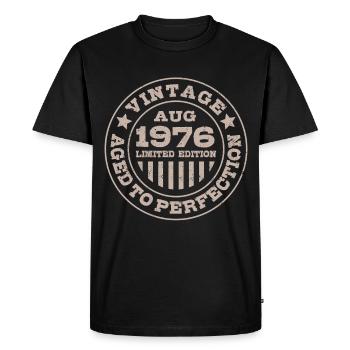 Vintage August 1976 Limited Edition Circle - Men's Premium Organic T-Shirt - black - Front - Nico (187cm)