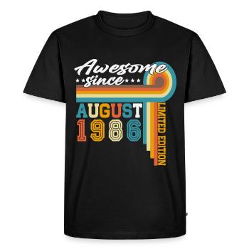 Cadeau d’anniversaire vintage d’août 1986 rétro - T-shirt Premium bio Homme - noir - Devant - Nico (187cm)