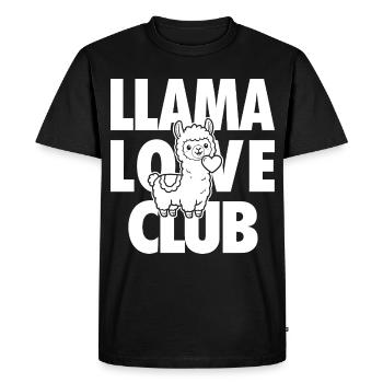 Llama Love Club – Lama au cœur - T-shirt Premium bio Homme - noir - Devant - Nico (187cm)