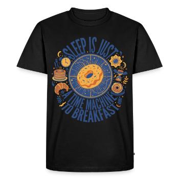 Le petit-déjeuner et le sommeil n’est qu’une machine à remonter le temps - T-shirt Premium bio Homme - noir - Devant - Nico (187cm)