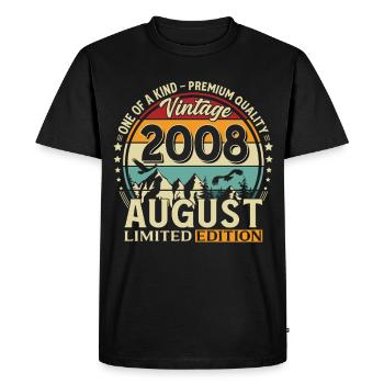 Cadeau de 18e anniversaire Mari Original août 2008 - T-shirt Premium bio Homme - noir - Devant - Nico (187cm)