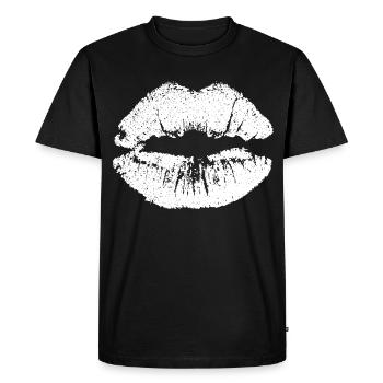 Lèvres embrassables avec Lipstick Lip Imprint White - T-shirt Premium bio Homme - noir - Devant - Nico (187cm)