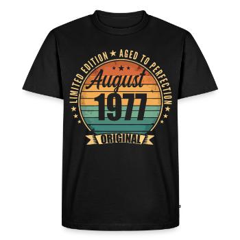 Vintage Août 1977 Anniversaire Édition Limitée  - T-shirt Premium bio Homme - noir - Devant - Nico (187cm)