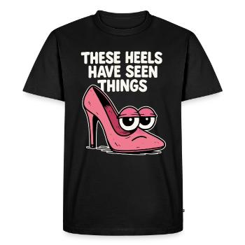 Ces talons ont vu des choses | Talons hauts comiques - T-shirt Premium bio Homme - noir - Devant - Nico (187cm)