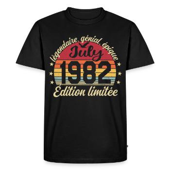Anniversaire Juillet 1982 Vintage Cadeau - T-shirt Premium bio Homme - noir - Devant - Nico (187cm)