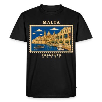 Marque de voyage vintage Malta Valletta - T-shirt Premium bio Homme - noir - Devant - Nico (187cm)