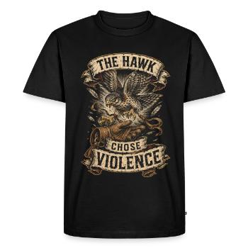 Falknerei Falkner The Hawk Chose Violence - Men's Premium Organic T-Shirt - black - Front - Nico (187cm)