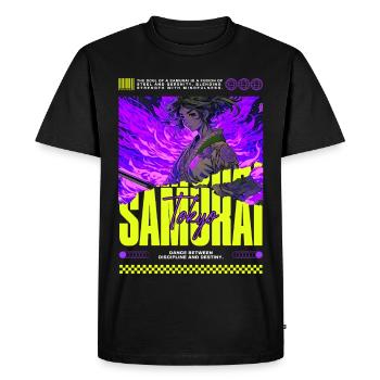 Tokyo Samurai Girl : Esthétique de la Flamme Violette - T-shirt Premium bio Homme - noir - Devant - Nico (187cm)