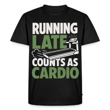 Running Late Counts as Cardio Treadmill - Men's Premium Organic T-Shirt - black - Front - Nico (187cm)