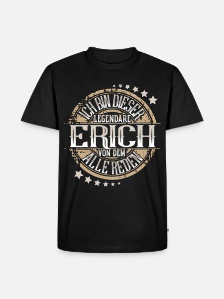 Erich - Männer Premium Bio T-Shirt - Schwarz