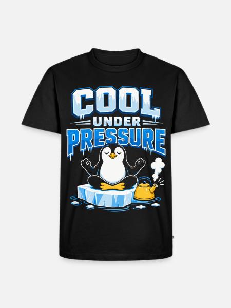Cool Under Pressure Pinguin Meditation - Männer Premium Bio T-Shirt - Schwarz