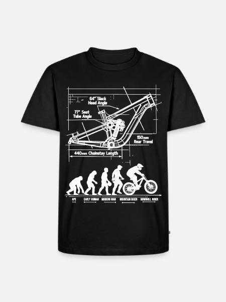 MTB Evolution Blueprint: Full Suspension Frame - Men's Premium Organic T-Shirt - black