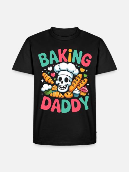 Bäcker Daddy Totenkopf - Männer Premium Bio T-Shirt - Schwarz