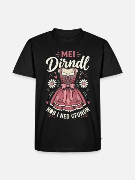 Mein Dirndl hob i ned gefunden - Männer Premium Bio T-Shirt - Schwarz