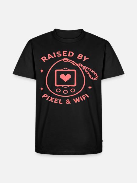 Aufgewachsen mit Pixel & Wifi - Männer Premium Bio T-Shirt - Schwarz