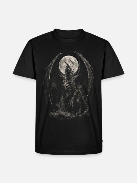 Skelett Drache Fantasy - Männer Premium Bio T-Shirt - Schwarz