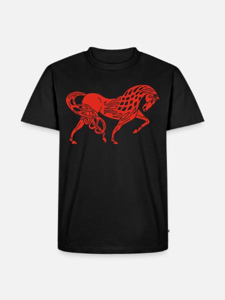 Keltisches Rotes Pferd - Männer Premium Bio T-Shirt - Schwarz