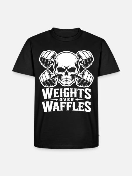 Weights Over Waffles Skull - Männer Premium Bio T-Shirt - Schwarz