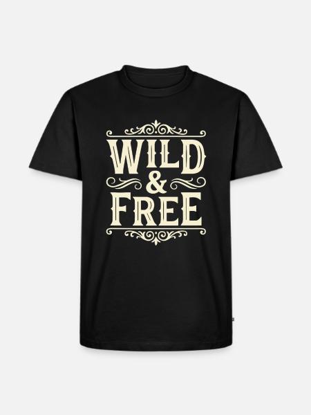 Wild and Free - Männer Premium Bio T-Shirt - Schwarz