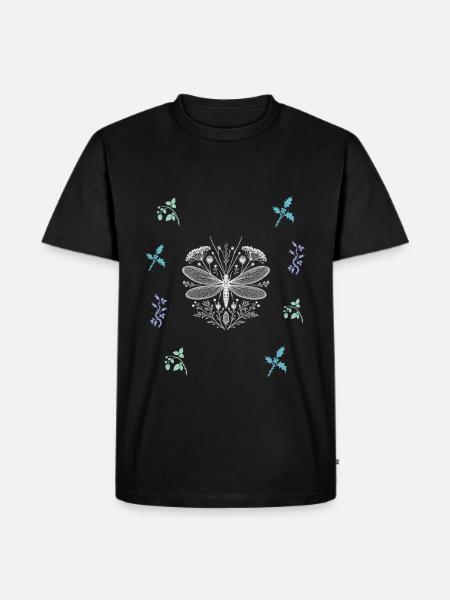 Libelle & Beerenzweig - Dark Botanical - Männer Premium Bio T-Shirt - Schwarz