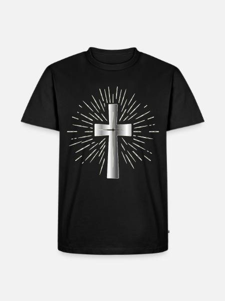 Christlicher Glaube, Symbol Kreuz - Männer Premium Bio T-Shirt - Schwarz