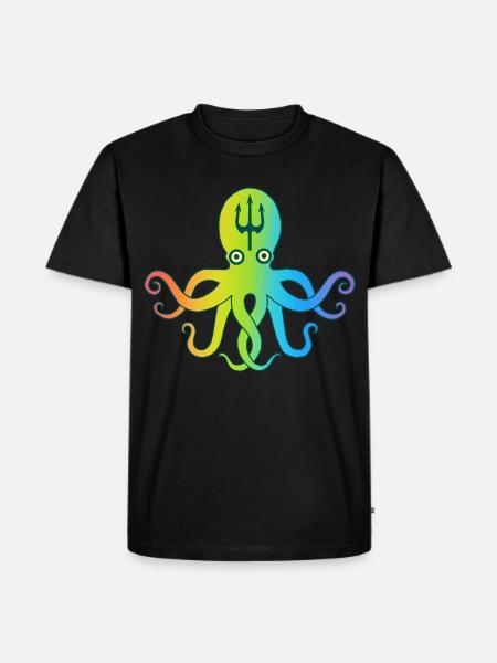Mehrfarbiger Oktopus - Männer Premium Bio T-Shirt - Schwarz