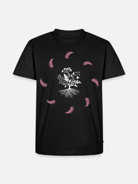 Blumenwurzel & Farn - Dark Botanical - Männer Premium Bio T-Shirt - Schwarz